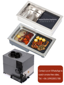 commercial smokeless bbq & hot pot combo table – downdraft purification