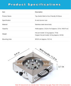 adjustable environmental oil stove – square, for hot pot, lamb stew, & sand pot cooking