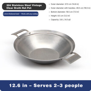 vintage 304 stainless steel hot pot – triple layer, yin yang, commercial grade for street hot pot