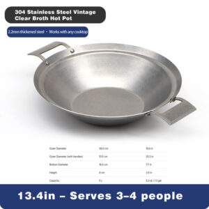 vintage 304 stainless steel hot pot – triple layer, yin yang, commercial grade for street hot pot