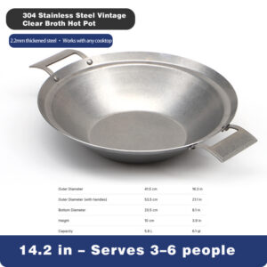 vintage 304 stainless steel hot pot – triple layer, yin yang, commercial grade for street hot pot