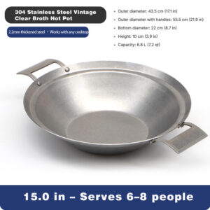 vintage 304 stainless steel hot pot – triple layer, yin yang, commercial grade for street hot pot