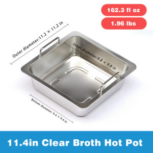 commercial square stainless steel yin yang hot pot – large capacity, extra thick, induction compatible for restaurants