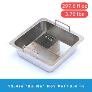 commercial square stainless steel yin yang hot pot – large capacity, extra thick, induction compatible for restaurants
