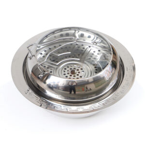 three layer steel steam sauna pot – 304 stainless steel, for seafood steaming & hot pot, induction compatible