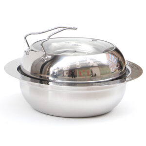 three layer steel steam sauna pot – 304 stainless steel, for seafood steaming & hot pot, induction compatible
