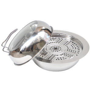 three layer steel steam sauna pot – 304 stainless steel, for seafood steaming & hot pot, induction compatible