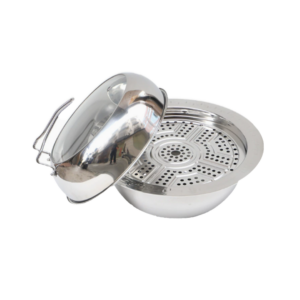 three layer steel steam sauna pot – 304 stainless steel, for seafood steaming & hot pot, induction compatible