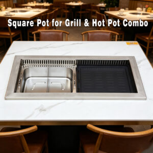 commercial square stainless steel yin yang hot pot – large capacity, extra thick, induction compatible for restaurants