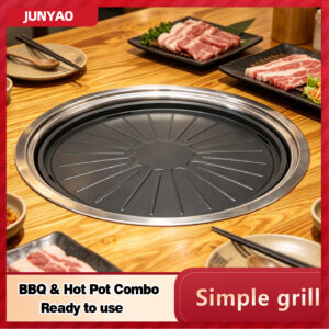 commercial electric grill & ceramic cooktop set – 2 in 1 bbq & hot pot, flush mount, for food stalls & korean bbq restaurants