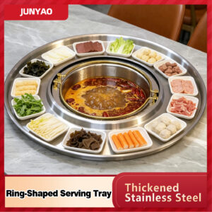 commercial creative stainless steel hula hoop round serving tray – ring shaped plate for bbq restaurants