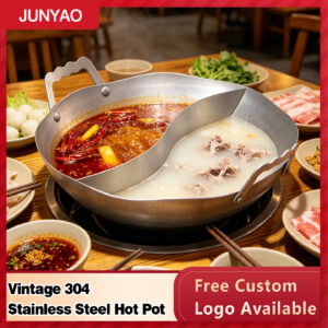 lotus & mountain vintage hot pot – hammered three layer steel, antique copper yin yang design for guizhou sour soup