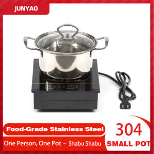 thickened 304 stainless steel individual small hot pot – with lid, induction compatible, for home & commercial use