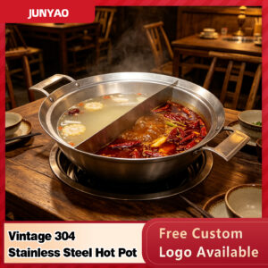 vintage 304 stainless steel hot pot – triple layer, yin yang, commercial grade for street hot pot