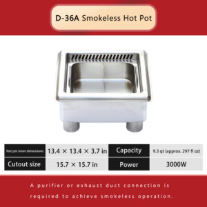3000w smokeless hot pot – 9.3qt large capacity, flush mount, for korean bbq & yin yang hot pot