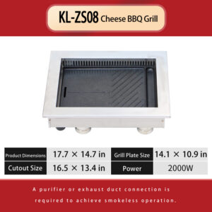 korean smokeless electric bbq grill – with egg cake & cheese, downdraft exhaust, commercial grade