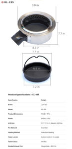 smokeless individual bbq grill – one person, self service, round, downdraft exhaust & purification