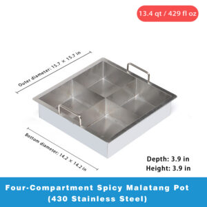 Commercial Malatang Pot – Custom Square, Divided Compartments, Laser Welded, for Skewers, Noodle Boiling, Frying & Night Market Stalls auto draft