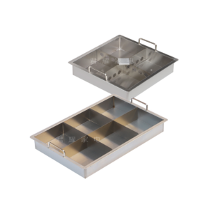 commercial malatang pot – custom square, divided compartments, laser welded, for skewers, noodle boiling, frying & night market stalls