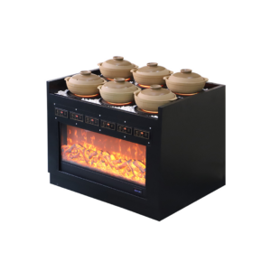 6 head soup simmering display cabinet – 2000w per head, titanium crystal plate, for open kitchen & chain restaurants