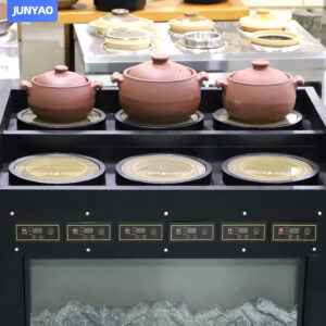 6 head soup simmering display cabinet – 2000w per head, titanium crystal plate, for open kitchen & chain restaurants