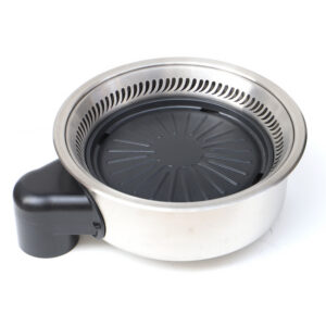 commercial smokeless electric bbq grill – round korean bbq & hot pot combo, downdraft exhaust, self service table