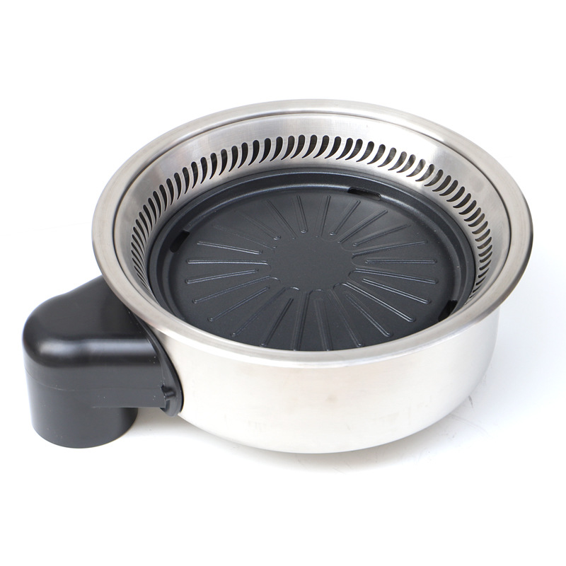 commercial smokeless electric bbq grill – round korean bbq & hot pot combo, downdraft exhaust, self service table