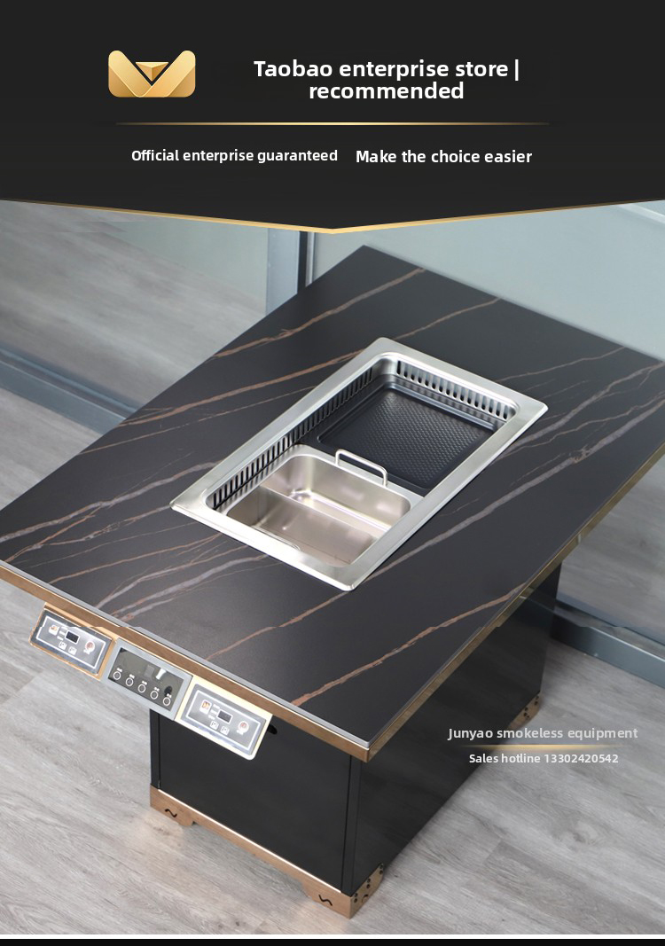 customizable smoke free bbq & hotpot table – marble / sintered stone / stainless steel tops with built in induction & grill combo customizable smoke free bbq & hotpot table – marble / sintered stone / stainless steel tops with built in induction & grill combo