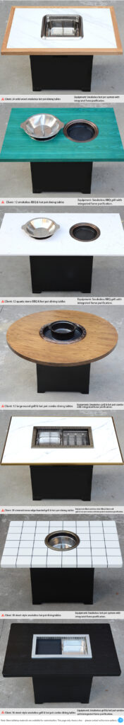smart smokeless hot pot & bbq combo table – sintered stone / solid wood, commercial use