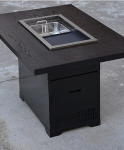 knock down hotpot & bbq table iron cabinet – smokeless dual function table base with leg supports, customizable flat pack dining table stand