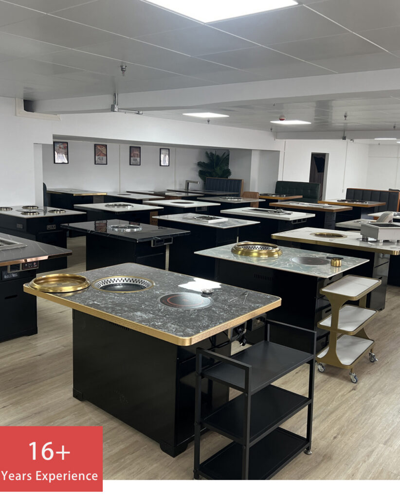 16 years of experience in commercial kitchen equipment - specialized manufacturer of smokeless BBQ grills, hotpot tables, and restaurant cooking solutions
