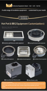 smart smokeless hot pot & bbq combo table – sintered stone / solid wood, commercial use