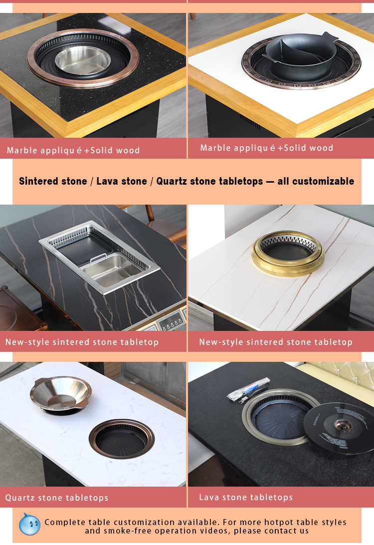 Commercial Electric BBQ Grill – Round Built-In Smoke-Free Downdraft Grill with Golden Finish, for Buffet & Hotpot Restaurants commercial electric bbq grill – round built in smoke free downdraft grill with golden finish, for buffet & hotpot restaurants