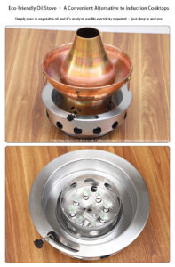 drop in vegetable oil stove – commercial korean style built in burner for bbq & hotpot, eco friendly mineral oil fuel, gas stove conversion ready