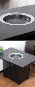 New Arrival Light Luxury Fire-Burned Stone Hotpot Table – Commercial Smokeless BBQ & Shabu-Shabu Combo Table, Solid Wood & Marble Integration auto draft