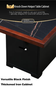 knock down hotpot & bbq table iron cabinet – smokeless dual function table base with leg supports, customizable flat pack dining table stand