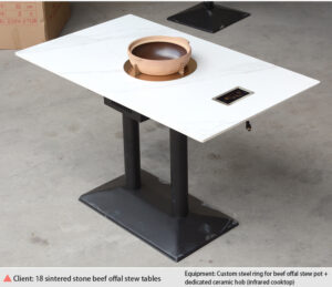smart smokeless hot pot & bbq combo table – sintered stone / solid wood, commercial use