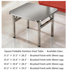 foldable stainless steel square table – portable outdoor dining table set with chairs for street stalls, camping, and commercial use