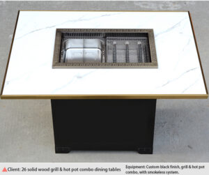 smart smokeless hot pot & bbq combo table – sintered stone / solid wood, commercial use