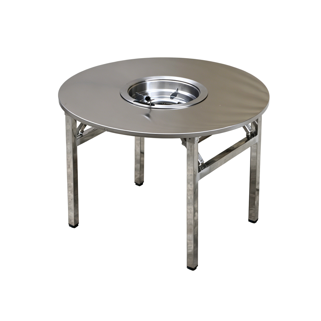 foldable stainless steel square table – portable outdoor dining table set with chairs for street stalls, camping, and commercial use