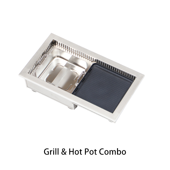 Smokeless BBQ & Hotpot Combo Grill - 2-in-1 Tabletop Cooking Appliance for Restaurants
