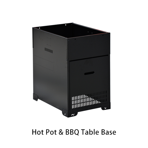 knock down hotpot & bbq table iron cabinet – smokeless dual function table base with leg supports, customizable flat pack dining table stand