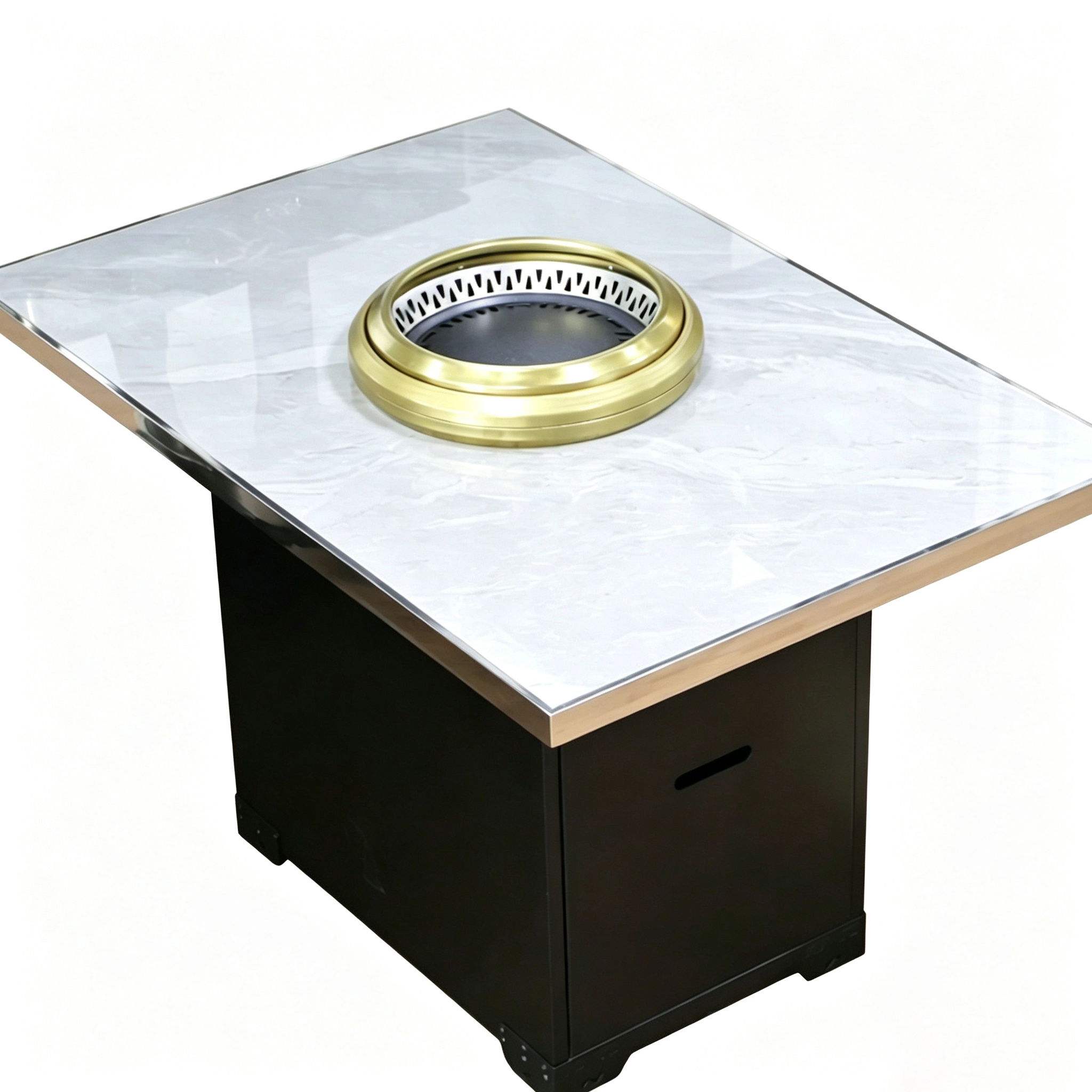 Customizable Smoke-Free BBQ & Hotpot Table – Marble / Sintered Stone / Stainless Steel Tops with Built-in Induction & Grill Combo