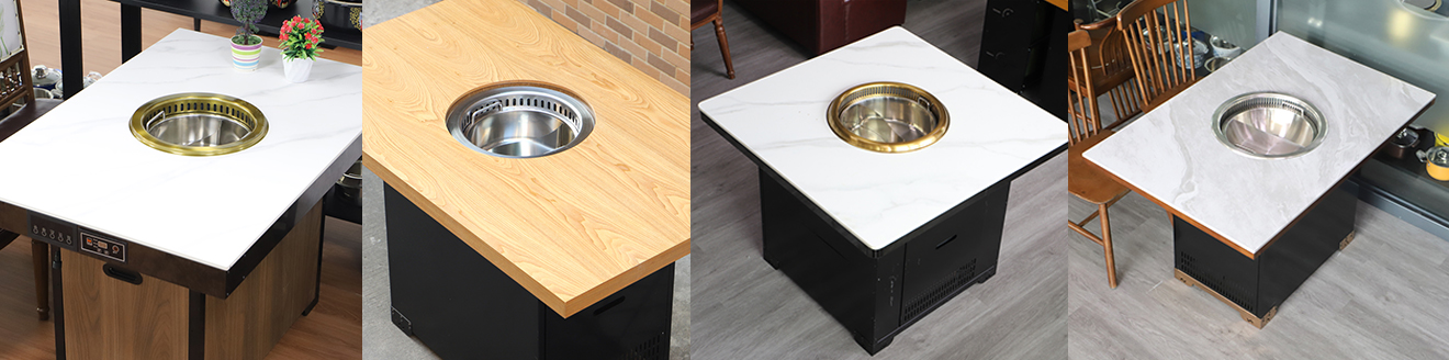 Smokeless hot pot table with integrated smoke extraction system