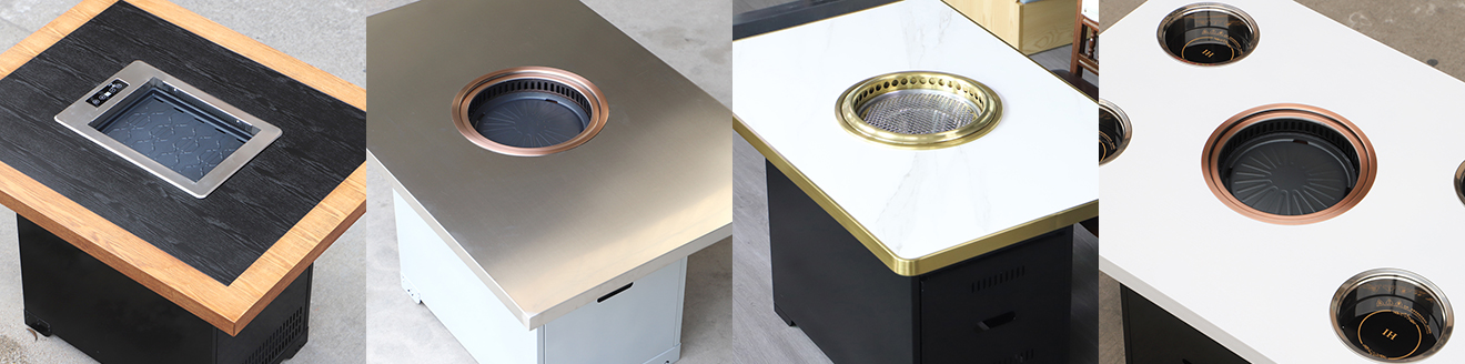 Smokeless BBQ table with integrated smoke extraction system