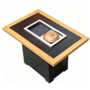 4-Seater Smokeless Combo BBQ & Hot Pot Table – Built-In Induction Grill for Restaurants