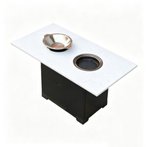 Premium Marble Smokeless Dining Table – Built-In Purifier for Restaurants & Hot Pot