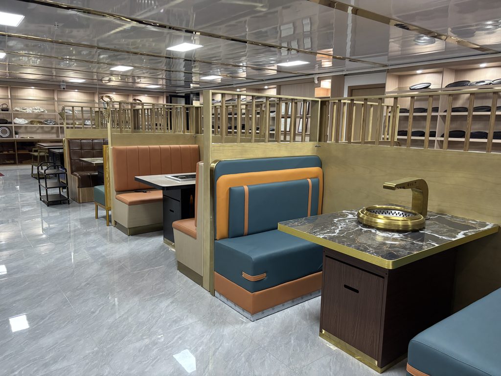 Korean BBQ restaurant layout with smokeless BBQ tables