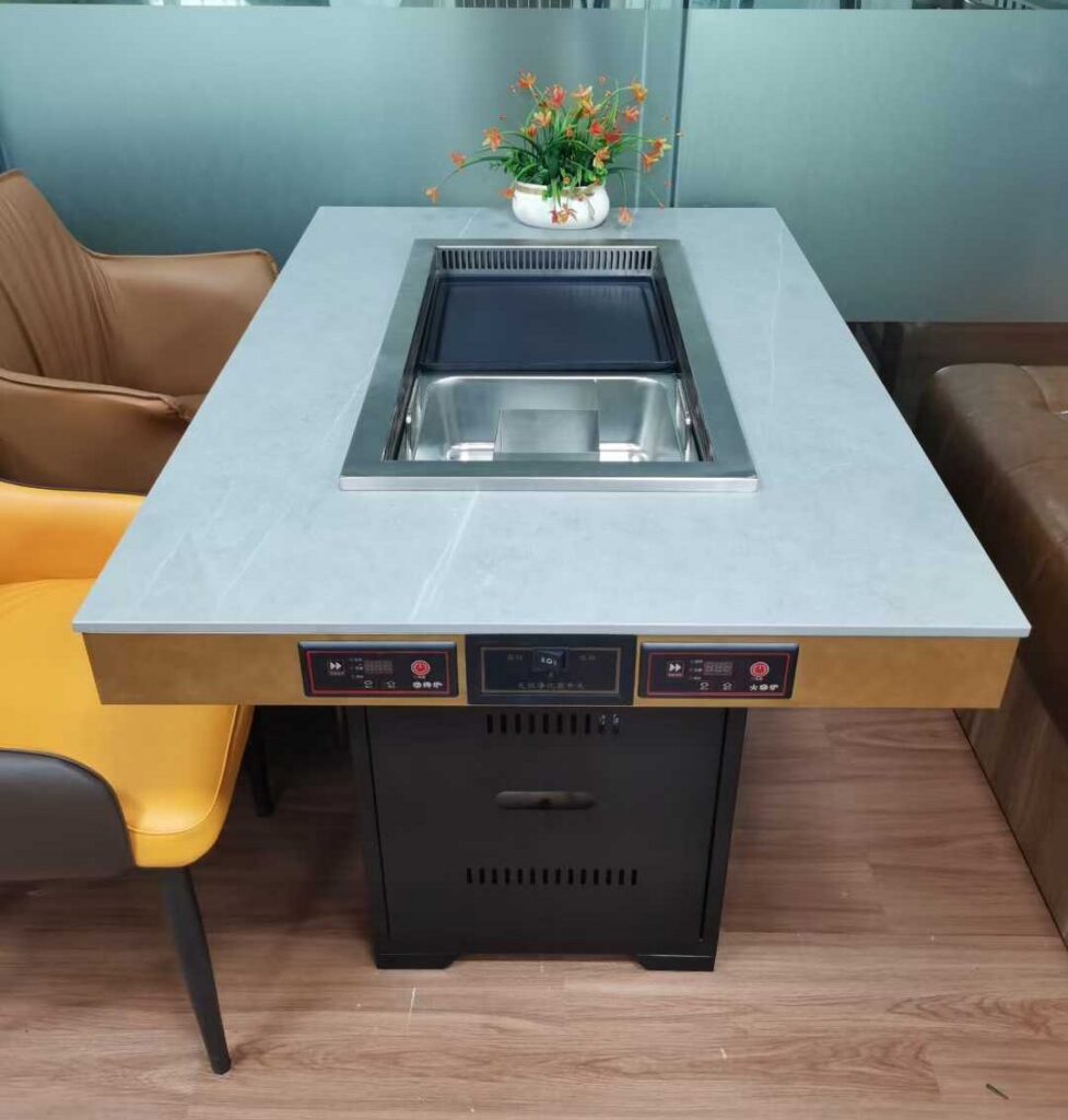 Custom smokeless hot pot table for commercial restaurant