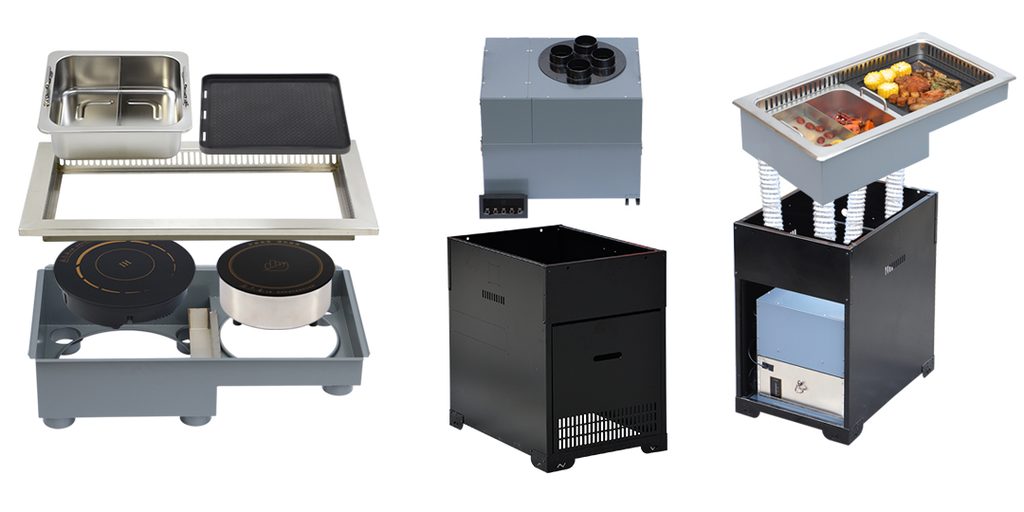 Smoke extraction system for an indoor BBQ restaurant